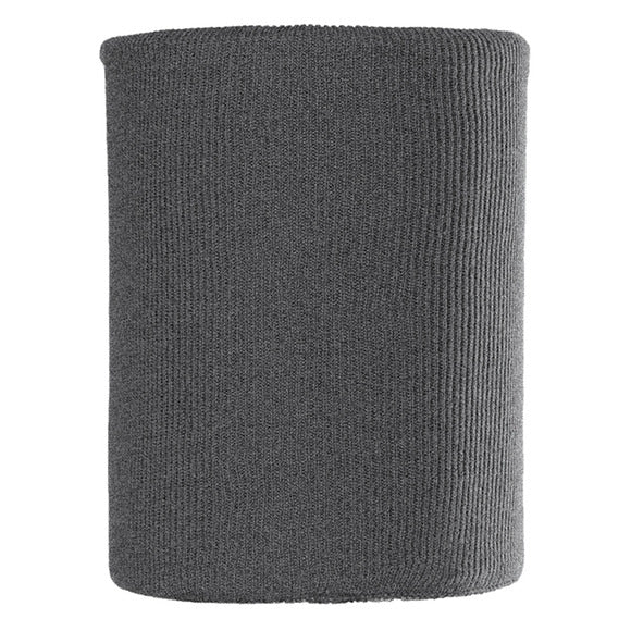 Cache-cou d'hiver - Chaos gris foncé en maille double épaisseur extensible, vue rapprochée du produit enroulé