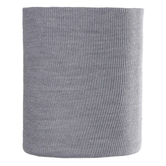 Cache-cou d'hiver - Chaos extensible gris clair en maille double épaisseur, détail sur fond blanc, unisexe adulte.