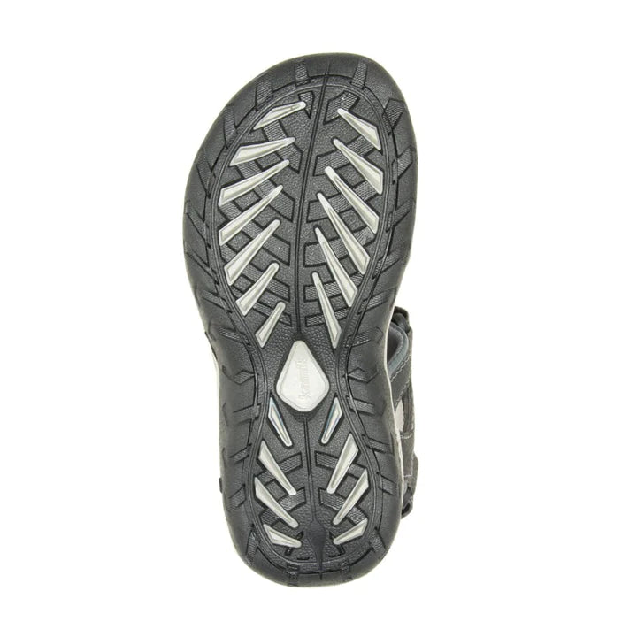 Semelle noire avec motifs antidérapants gris, vue de dessous des Sandales - LOBSTER2 Kamik garçon en cuir synthétique.