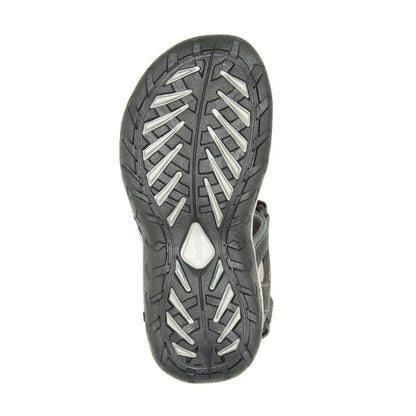 Semelle noire avec motifs antidérapants gris, vue de dessous des Sandales - LOBSTER2 Kamik garçon en cuir synthétique.