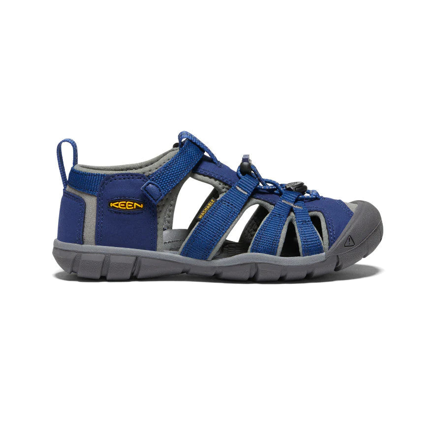 Sandales - Seacamp II Keen bleu et gris en caoutchouc, style soulier d'eau, vue de profil gauche, enfant.