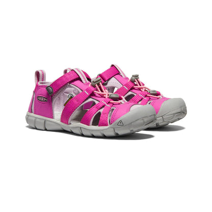 Sandales - Seacamp II Keen roses et grises en caoutchouc, style sportif enfant, vue en angle avant droit