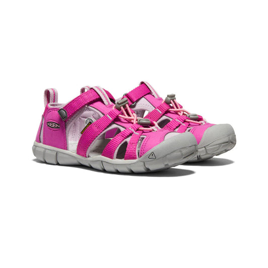 Sandales - Seacamp II Keen roses et grises en caoutchouc, style sportif enfant, vue en angle avant droit