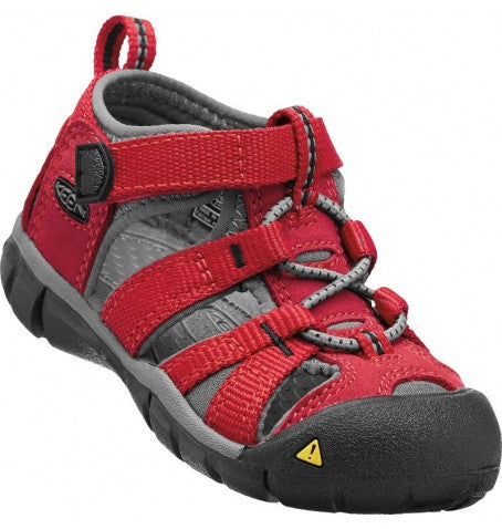 Sandales - Seacamp II Keen rouges et grises en caoutchouc pour garçon, style sport, vue de face angle gauche