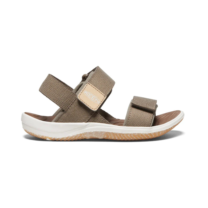 Sandales Elle Backstrap - Keen beige en caoutchouc avec brides ajustables, vue de profil, style léger unisexe.