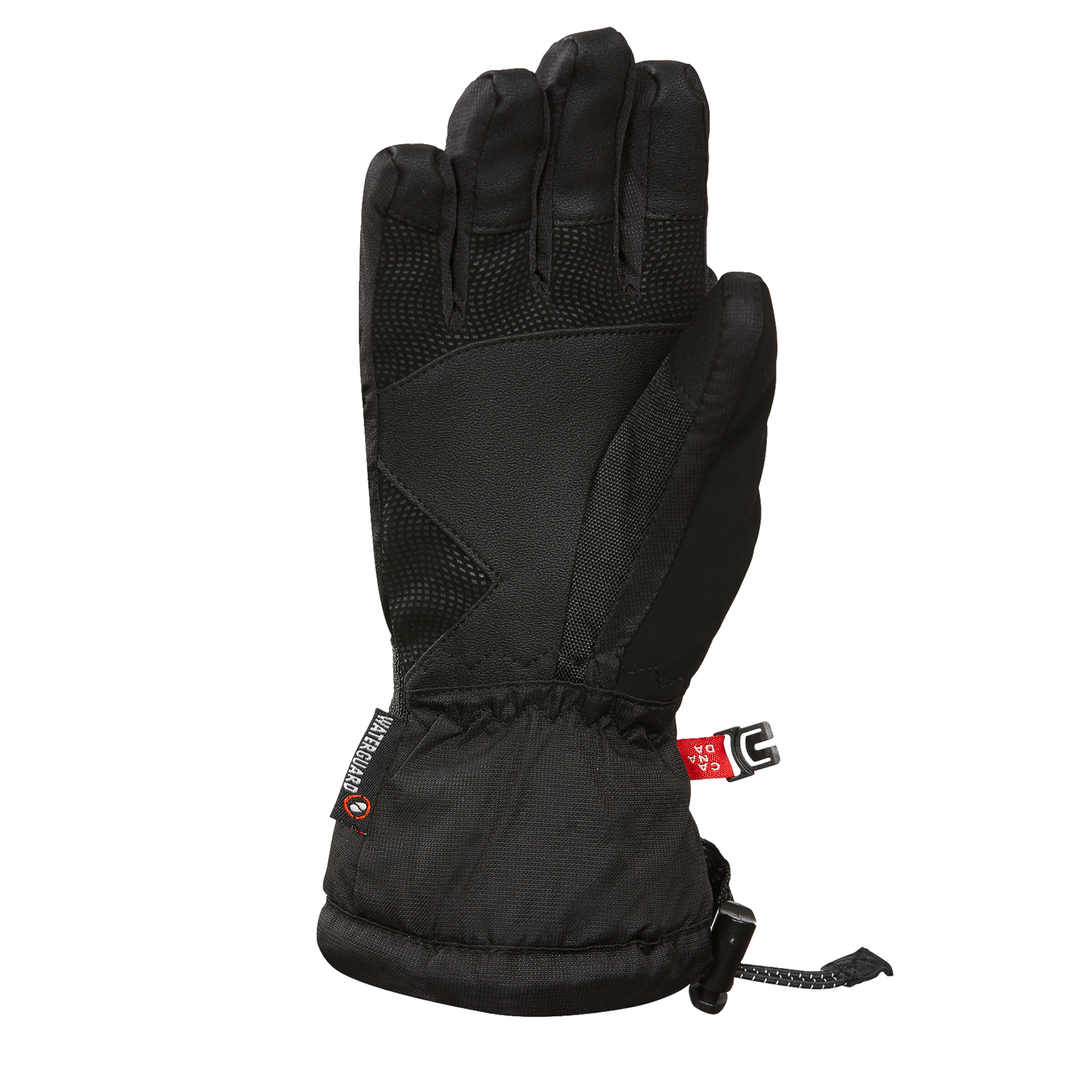 Gants d'hiver - Kombi Yolo noir pour adulte, vue de dos montrant membranes et paume résistante en suède synthétique.