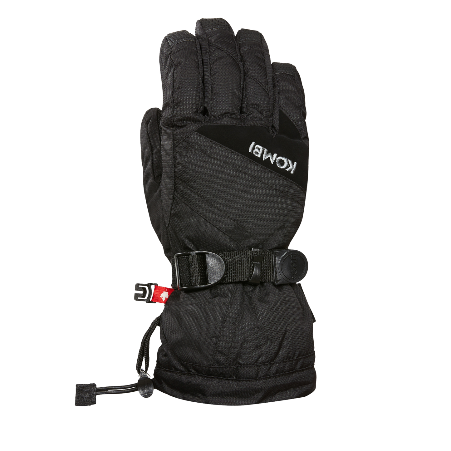 Gants d'hiver - Kombi The Original noirs en polyamide avec paume en cuir synthétique, vue de dos sur fond blanc.