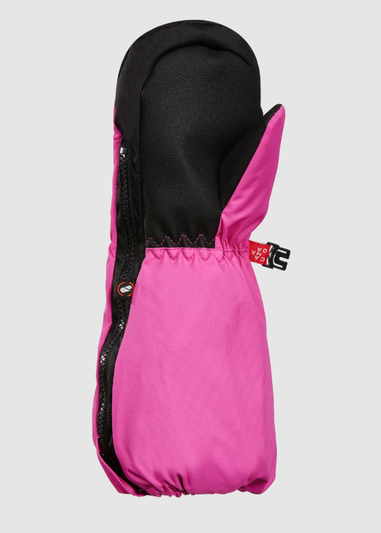 Mitaines d'hiver - Kombi rose et noire en polyamide et cuir synthétique pour fille, vue de face détail paume