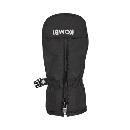 Mitaines d'hiver - Kombi Adorable noires en polyester léger hydrorésistant avec fermeture éclair, vue de dessus, pour enfant.
