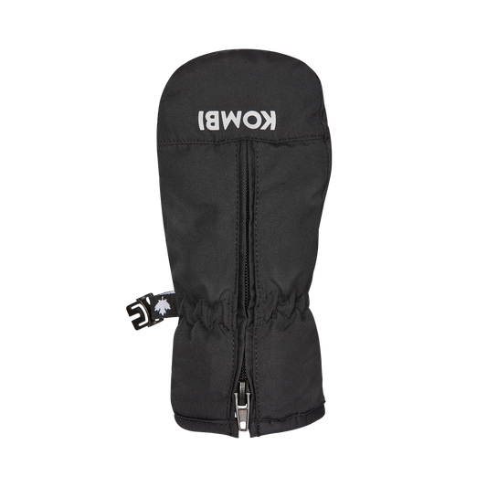 Mitaines d'hiver - Kombi Adorable noires en polyester léger hydrorésistant avec fermeture éclair, vue de dessus, pour enfant.