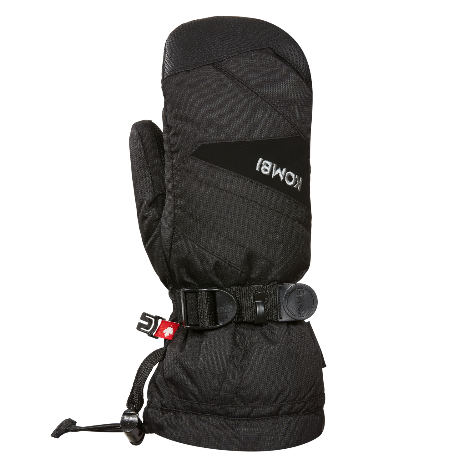 Mitaines d'hiver - Kombi The Original noires en polyester hydrorésistant, détail boucle réglable, vue de profil droite