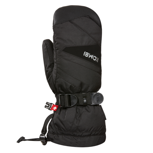 Mitaines d'hiver - Kombi The Original noires en polyester hydrorésistant, détail boucle réglable, vue de profil droite