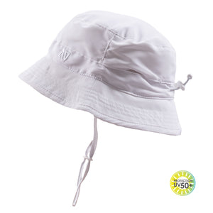 Chapeau U.V - Nanö blanc léger avec cordon de serrage amovible, tissu protection solaire UPF 50+, vue de profil.