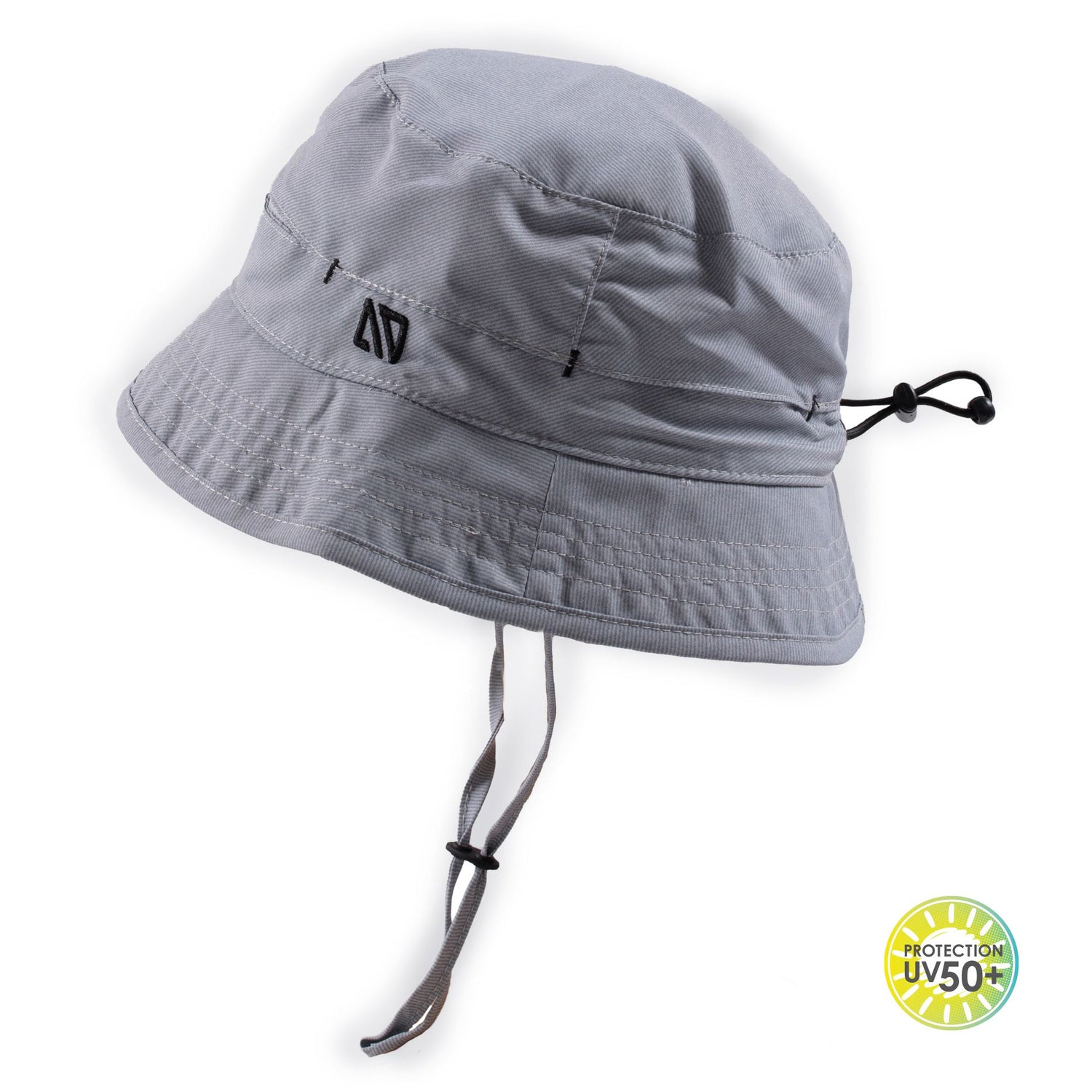 Chapeau U.V - Nanö gris clair en tissu léger avec cordon de serrage ajustable, protection solaire UPF 50+, vue de côté