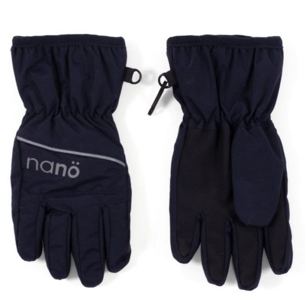 Gants Mi-Saison - Nanö bleus marine avec paumes renforcées noires en PVC, attaches plastiques, vue de dessus côte à côte