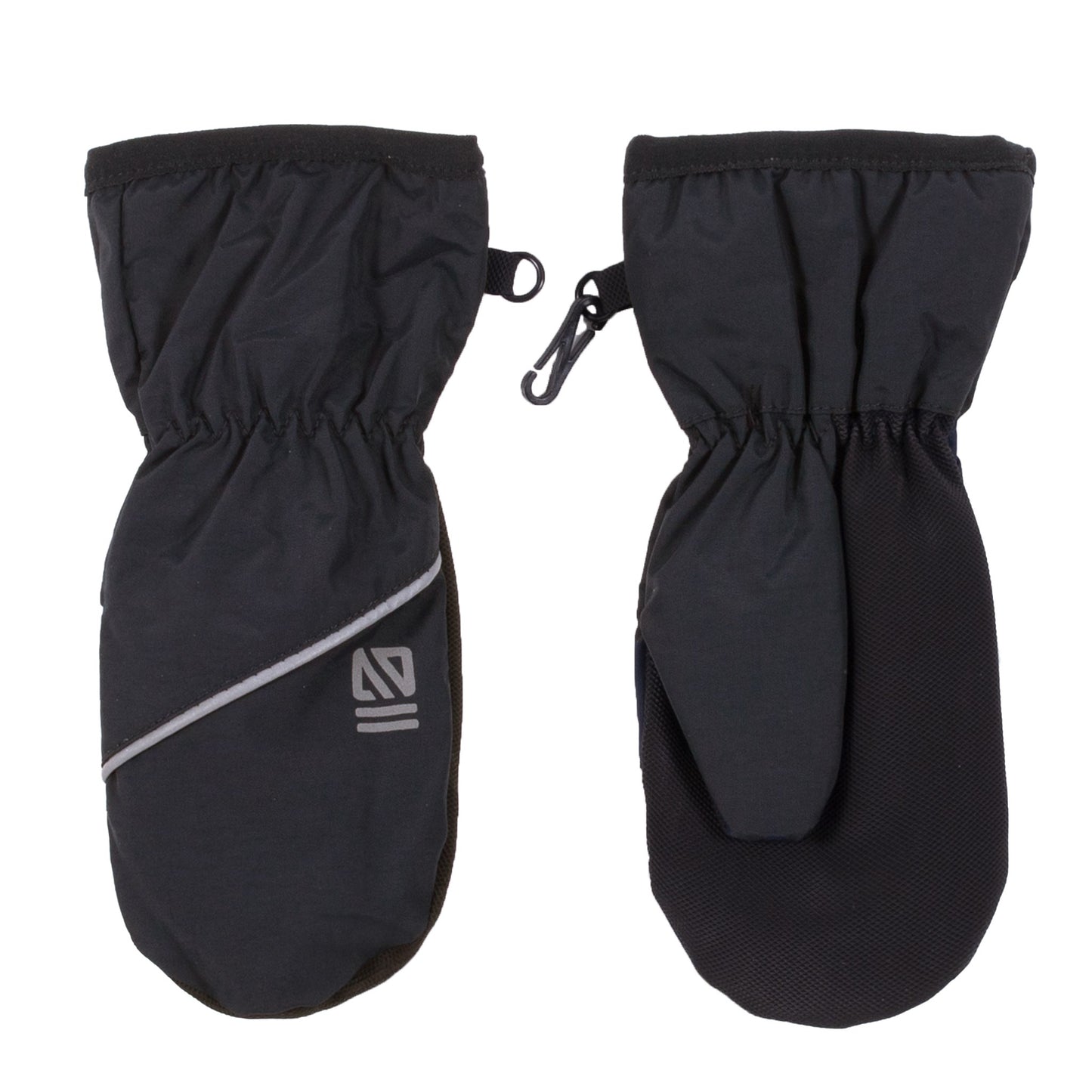 Mitaines Mi-Saison - Nanö noires en nylon Taslan avec paume PVC texturé, élément réfléchissant, vue de face et dos.