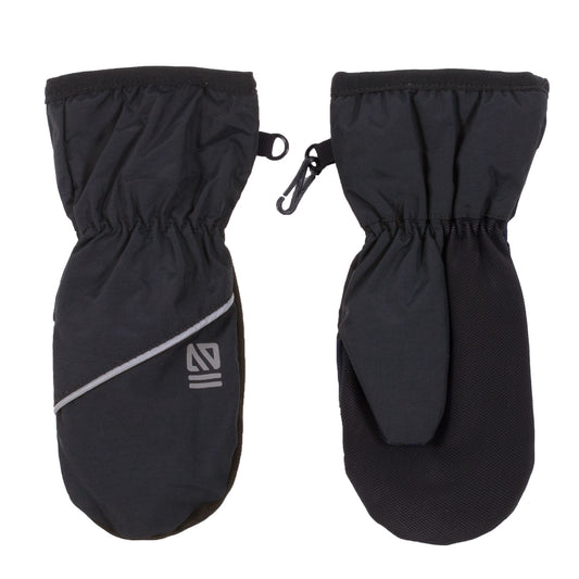 Mitaines Mi-Saison - Nanö noires en nylon Taslan avec paume PVC texturé, élément réfléchissant, vue de face et dos.