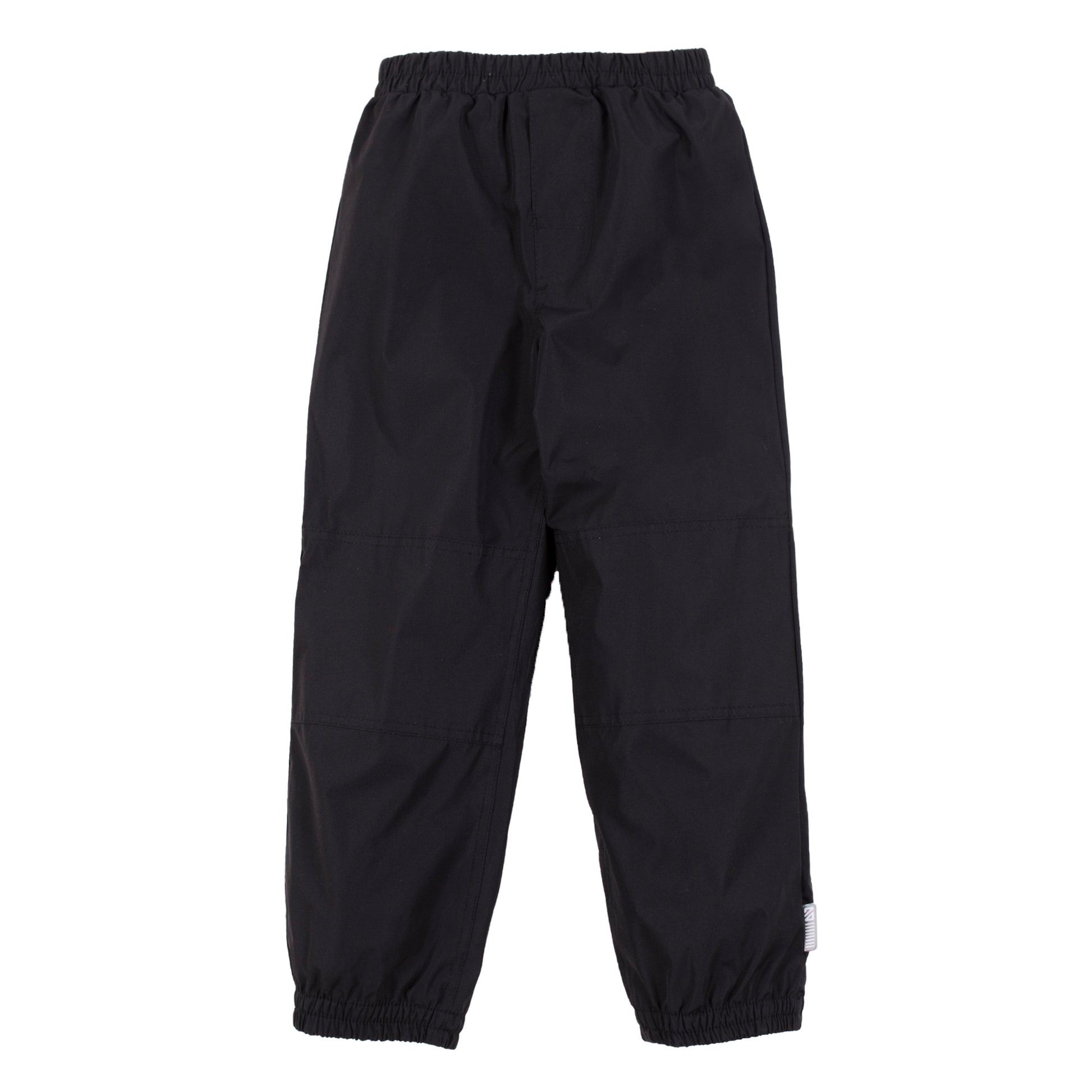 Pantalon d’extérieur - Nanö noir en nylon résistant avec taille élastique, genoux renforcés, vue de face, enfant