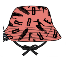 Chapeau - Northcoast orange avec motifs noirs, cordons orange, style bob, pour garçon, vue de face