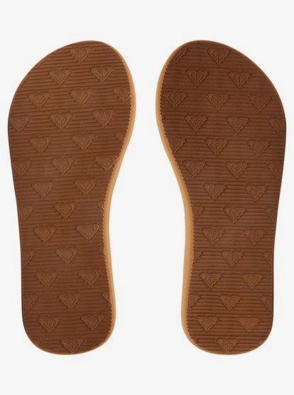 Semelles marron avec motifs, Sandales - Roxy pour fille, détail dessous des chaussures antifriction antidérapantes.