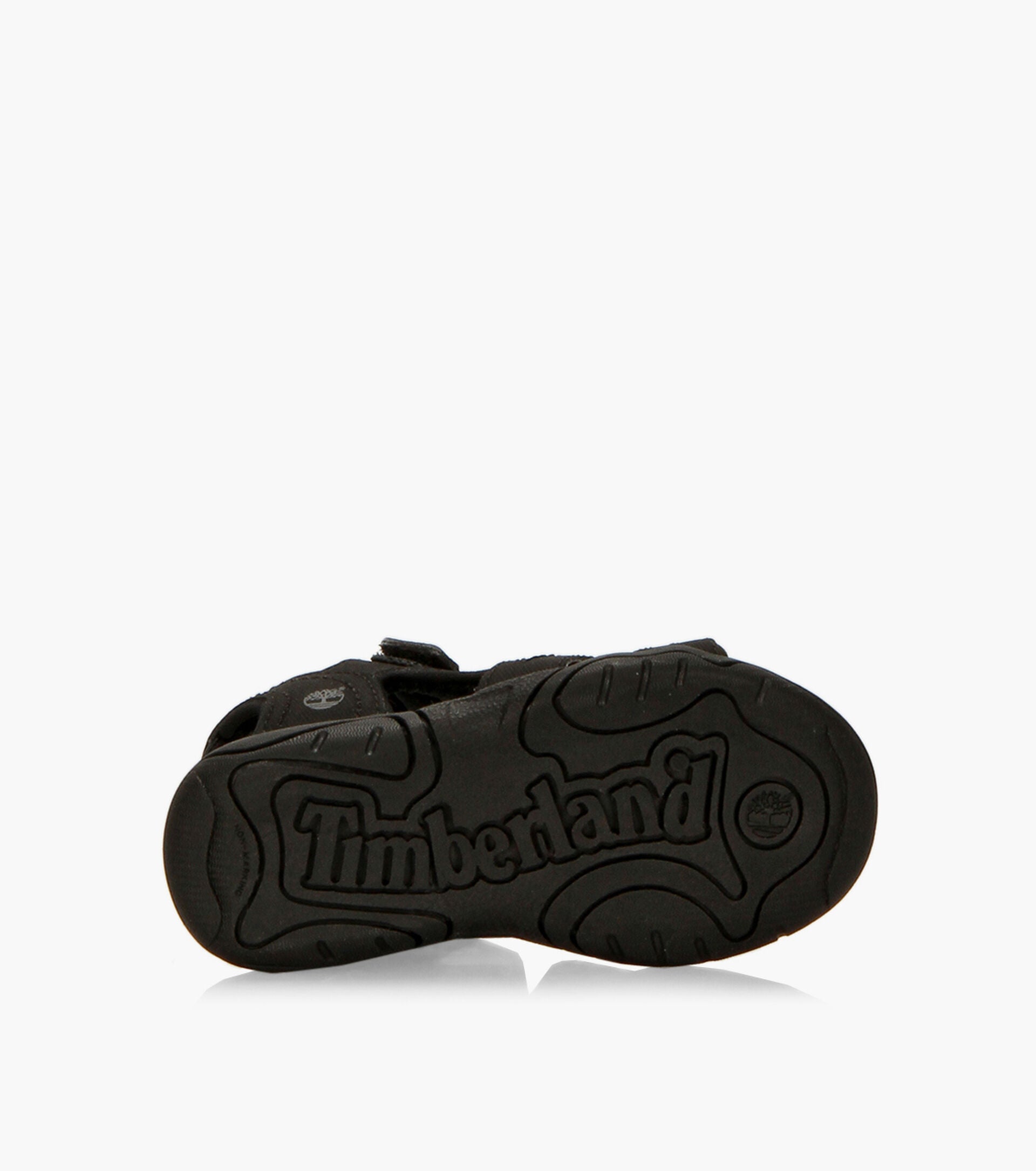 Sandales - Adventure Seeker Strap Sandal noire en cuir, vue de dessous avec semelle Timberland pour enfant.